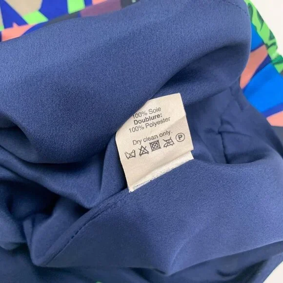 J. Crew Womens Shift Dress Geometric Multicolor Size 6 Short Sleeve Zip Silk - Picture 9 of 11